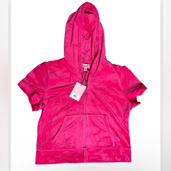 JUICY COUTURE OG BLING RHINESTONE VELOUR VIXEN PINK SHORT-SLEEVE & SHORT SET NWT - Picture 14 of 16